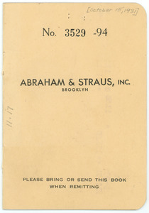 Abraham & Straus Account Book for Nina Du Bois