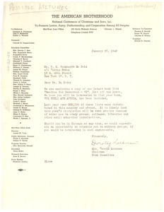 Letter from American Brotherhood to W. E. B. Du Bois