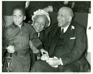W. E. B. Du Bois with Alice Crawford and Arthur McFarlane at New York airport