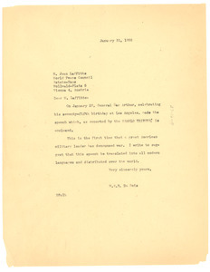 Letter from W. E. B. Du Bois to World Peace Council