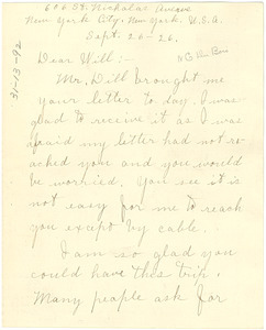 Letter from Nina Du Bois to W. E. B. Du Bois