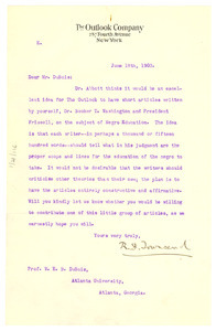 Letter from The Outlook Company to W. E. B. Du Bois