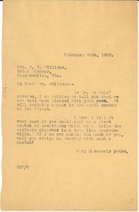 Letter from Jessie Redmon Fauset to Clare G. Stillman