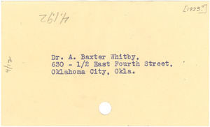 Address for Dr. A. Baxter Whitby