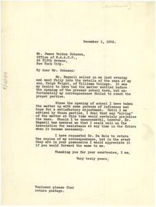 Letter from John. R. Wright to James Weldon Johnson