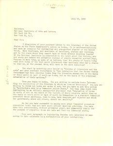Letter from W. E. B. Du Bois to National Institute of Arts and Letters