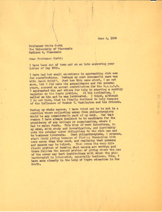 Letter from W. E. B. Du Bois to Professor Merle Curti