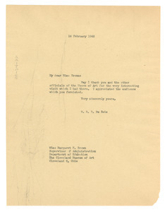 Letter from W. E. B. Du Bois to Cleveland Museum of Art