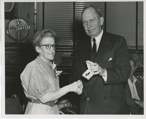 Jeremiah Milbank, Sr. presenting gift to Miss Elizabeth H. McCleery