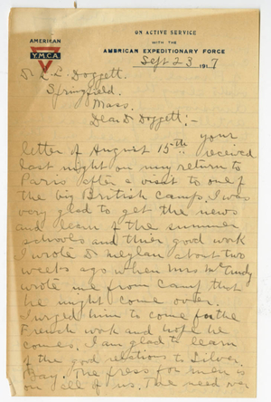 Letter from James H. McCurdy to Laurence L. Doggett (September 23, 1917)