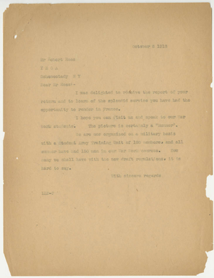 Letter from Laurence L. Doggett to Robert S. Ross (October 8, 1918)
