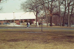 Students Walking outside the Art Linkletter Natatorium at Springfield College