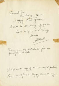 Alberto Regina Family Note (November 19, 1945)
