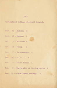 1963 Springfield College Football Schedule.