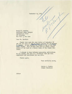 Letter from Calvin Martin to Roland Burdick (September 24, 1951)