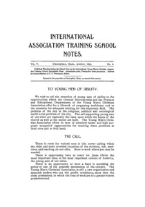 The International Association Training School Notes (vol. 5 no. 6), August, 1896