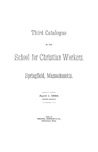 Third Catalogue of the School for Christian Workers, 1887-1888