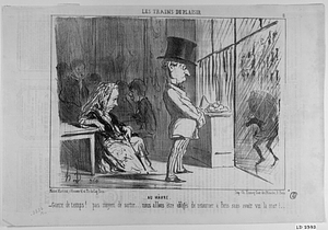 Au HÂVRE. - Gueux de temps! pas moyen de sortir... nous allons être obligés de retourner à Paris sans avoir vu la mer!...