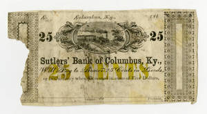 Sutlers' Bank, Columbus, Kentucky, 25¢ note