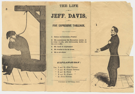 Life of Jeff. Davis in five expressive tableaux, about 1865