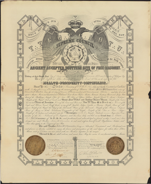 32° certificate issued to John M. Chandler