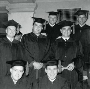 John Joseph Moakley and classmates at the 1956 Suffolk University Law School commencement