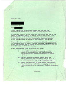 Correspondence between John Joseph Moakley and a Roslindale constituent regarding concerns about busing, March 1975