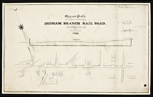 Map and profile of the proposed extension of the Dedham Branch Railway / surveyed under the direction of William Gibbs McNeill by William J. Barney.