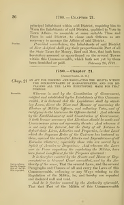 1780 Chap. 0021 An Act For Forming And Regulating The Militia Within The Commonwealth Of Massachusetts, And For Repealing All The Laws Heretofore Made For That Purpose.