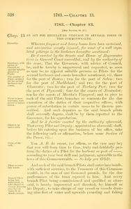 1783 Chap. 0013 An Act For Regulating Pilotage In Several Ports In This Commonwealth.