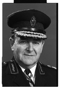 Sir John Jack Hermon, former Chief Constable of the RUC. Shots taken in the year of his retirement