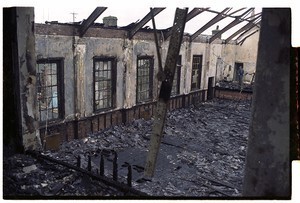 Arson attack at Canon's Hall, Downpatrick. PIRA attack. Interior shots