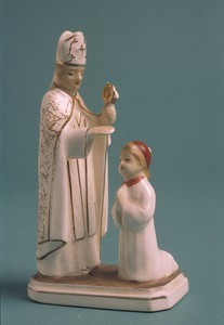 Statuette of a bishop giving a blessing