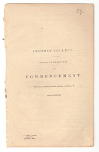 Amherst College Commencement program, 1838 August 22