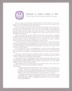 Amherst College annual report to secondary schools and information for applicants for admission, 1968