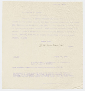 Copy of Joseph Whitcomb Fairbanks letter to Charles S. Crouch, 1901 March 28