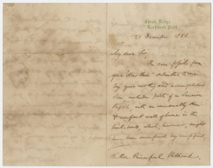 Richard Owen letter to Edward Hitchcock, 1860 December 21