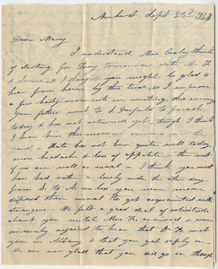 Orra White Hitchcock letter to Mary Hitchcock, 1843 September 23