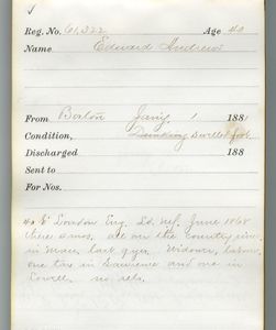 Tewksbury Almshouse Intake Record: Andrews, Edward