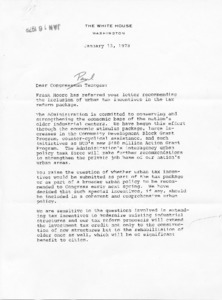 Letter to Dear Congressman Paul Tsongas