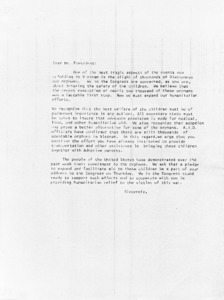 Letter to the president regarding Vietnamese war orphans