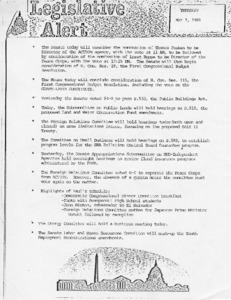 Legislative Alert: Thursday May 7, 1981