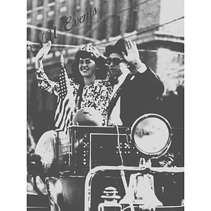 Homecoming Queen and the Mayor of Huntington Avenue atop a car during the parade