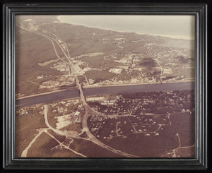 Aerial view of the Cape Cod Canal and Bourne Bridge