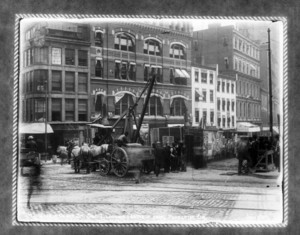 Work in Court Street, sec.7, looking easterly from Pemberton Square, Boston, Mass.