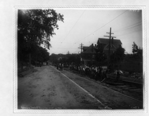 Relaying track at Boylston and Cypress Sts.