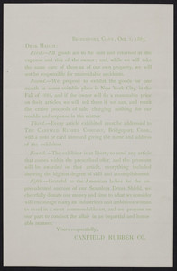 Letterhead for the Canfield Rubber Co., Bridgeport, Connecticut, October 1, 1885