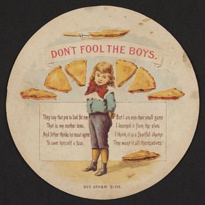 Trade card for New England Crystallized Pie Preparations, T.E. Dougherty, Chicago, Illinois and Port Byron, New York, undated