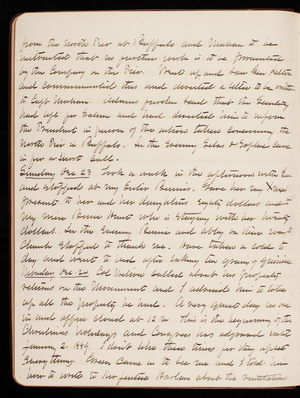 Thomas Lincoln Casey Diary, 1888-1889, 15, at the north pier at Buffalo and Mahan