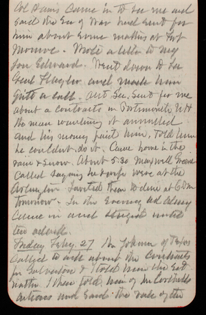 Thomas Lincoln Casey Notebook, February 1890-May 1891, 12, Col Adams came in to see me and